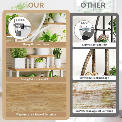 Plantenstandaard Met Kweeklampen Wit – Plantenrek – Bloemenstandaard – Bloemenrek – Plantenhouder – 8-Laags S-Vormig Design – 3-Kops Volspectrum Kweeklampen Met Timer En 9 Lichtstanden