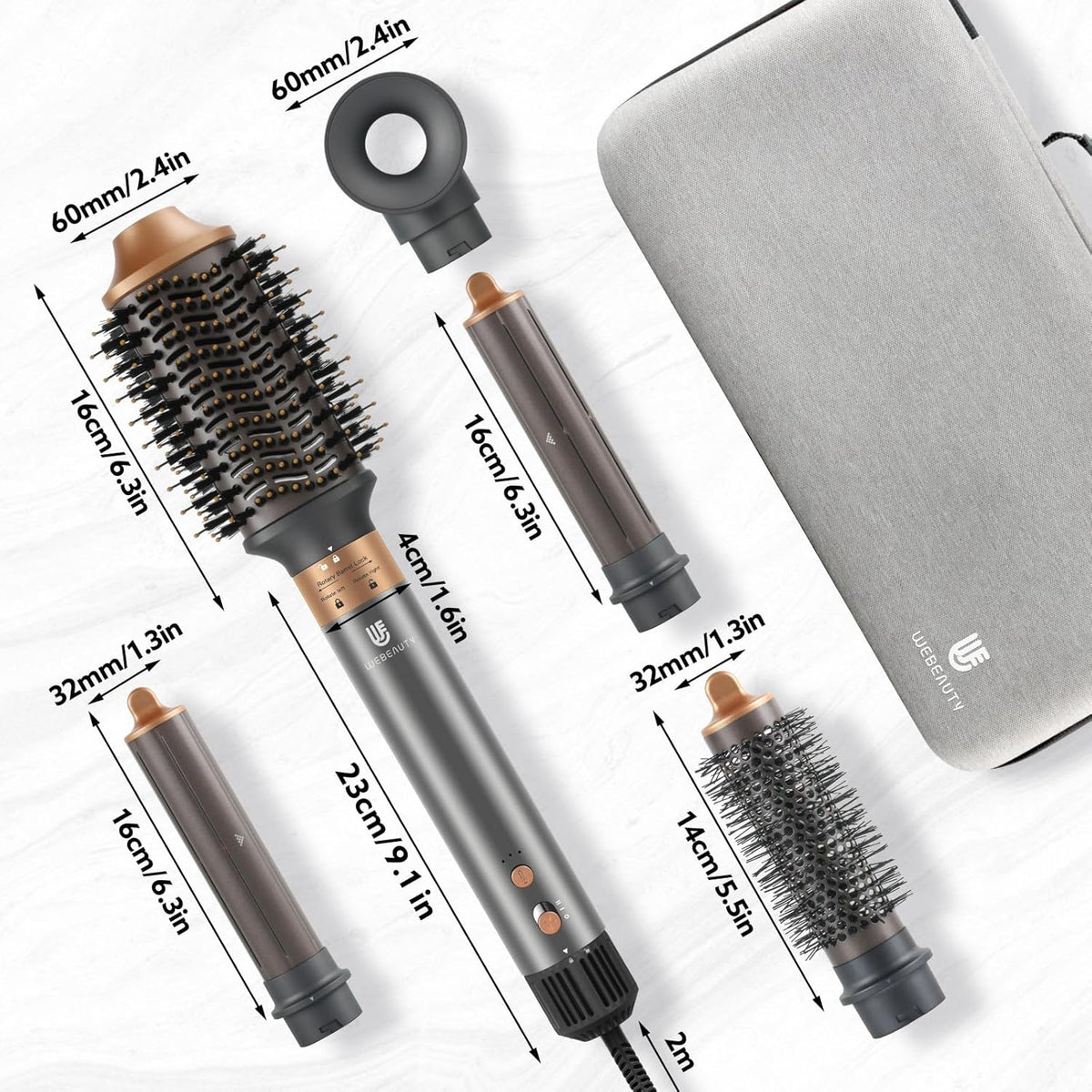 6-In-1 Haardroger – Föhn – Haarstyler – Föhnborstel – Multistyler – 110.000 Omw/Min – 500 Miljoen Ionen