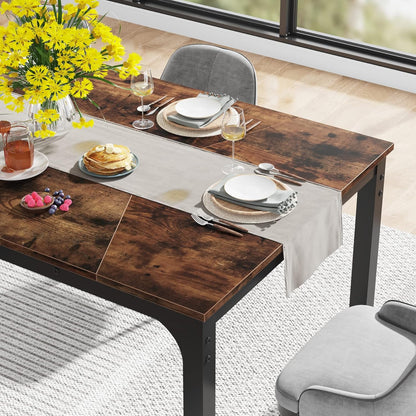 Tribesigns Dining Table, 180 x 90 x 77 cm, Industrial Kitchen Table for 6-8 People, Rectangular Dining Table for Dining Room, Kitchen, Living Room, with Robust Metal Legs, Rustic Brown