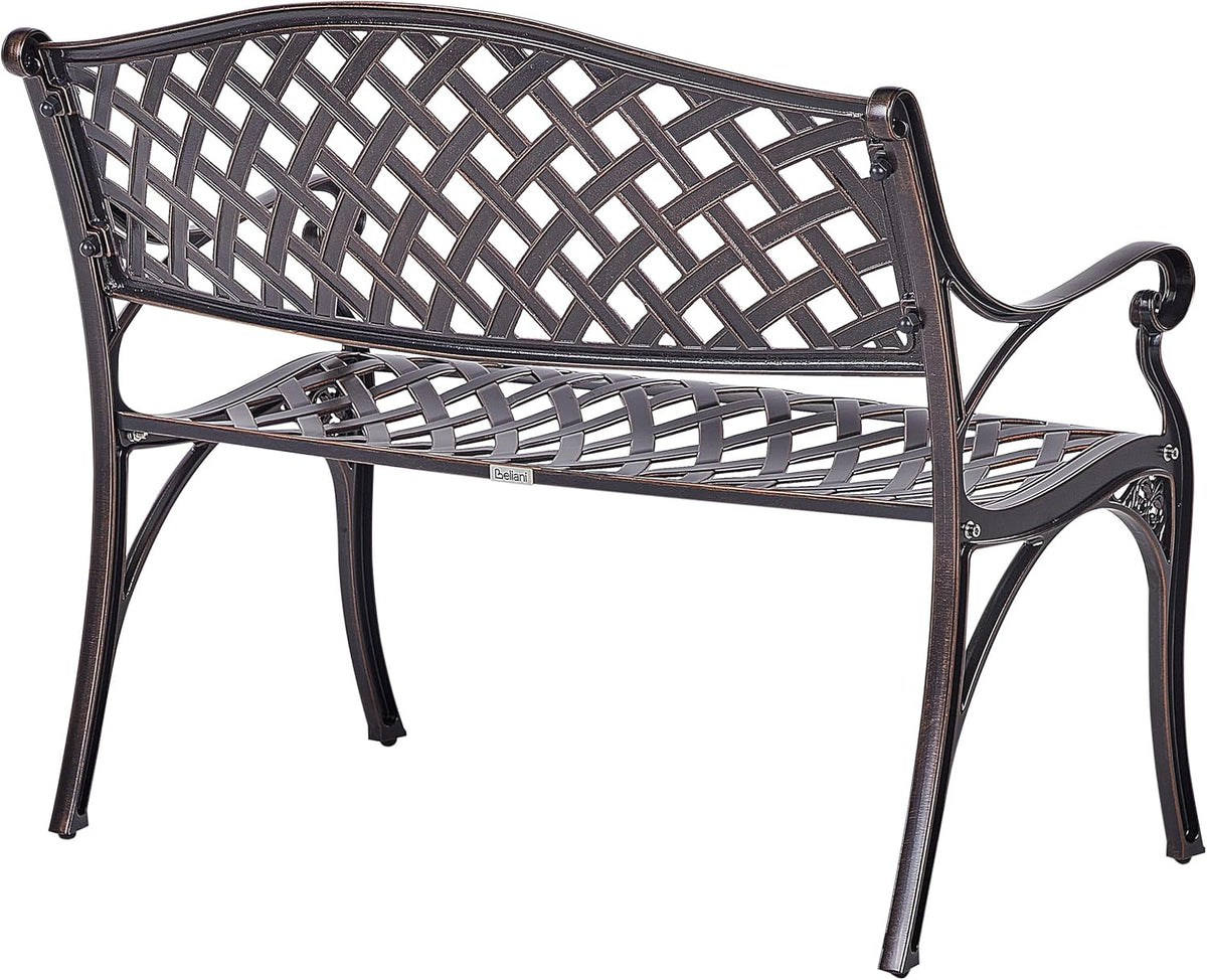 Vintage tuinbank bruin metaal 2-zits armleuningen Staggia - QUORE
