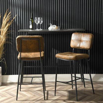 MEUBLE COSY Barkrukken, set van 2 barstoel, zithoogte 69 cm, met rugleuning en voetensteun van suède, voor bar, bistro, café, keuken, industrieel, bruin, 51x46x102cm