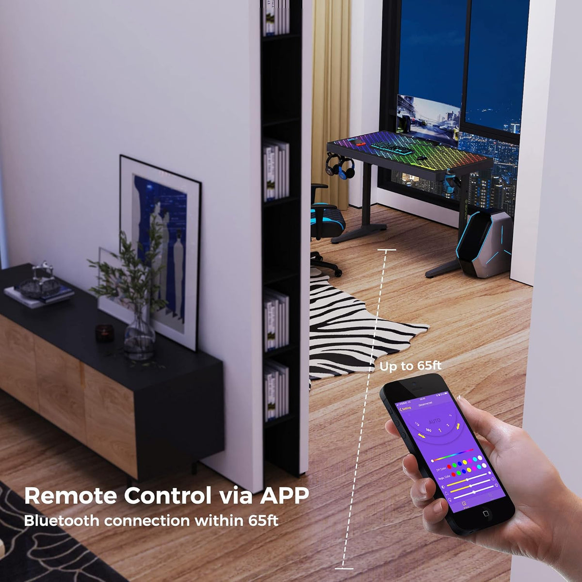 EUREKA ERGONOMIC Gamingbureau, led, bureau, gamer, 110 cm, van glas, voor gaming, pc, computer, synchroniseren met muziekritme, RGB-verlichting via app-besturing