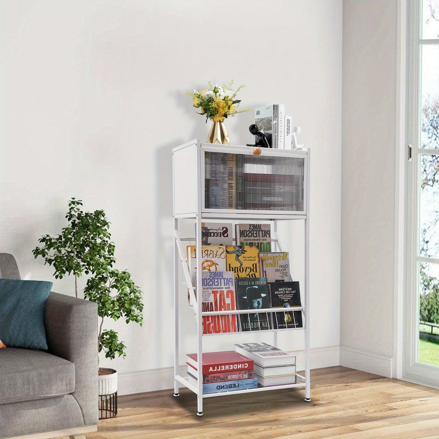 Boekenkast – Boekenrek – Opbergkast – Vakkenkast – Stellingkast – Compact 55x28x120 cm – Hoogwaardig Houten Materiaal