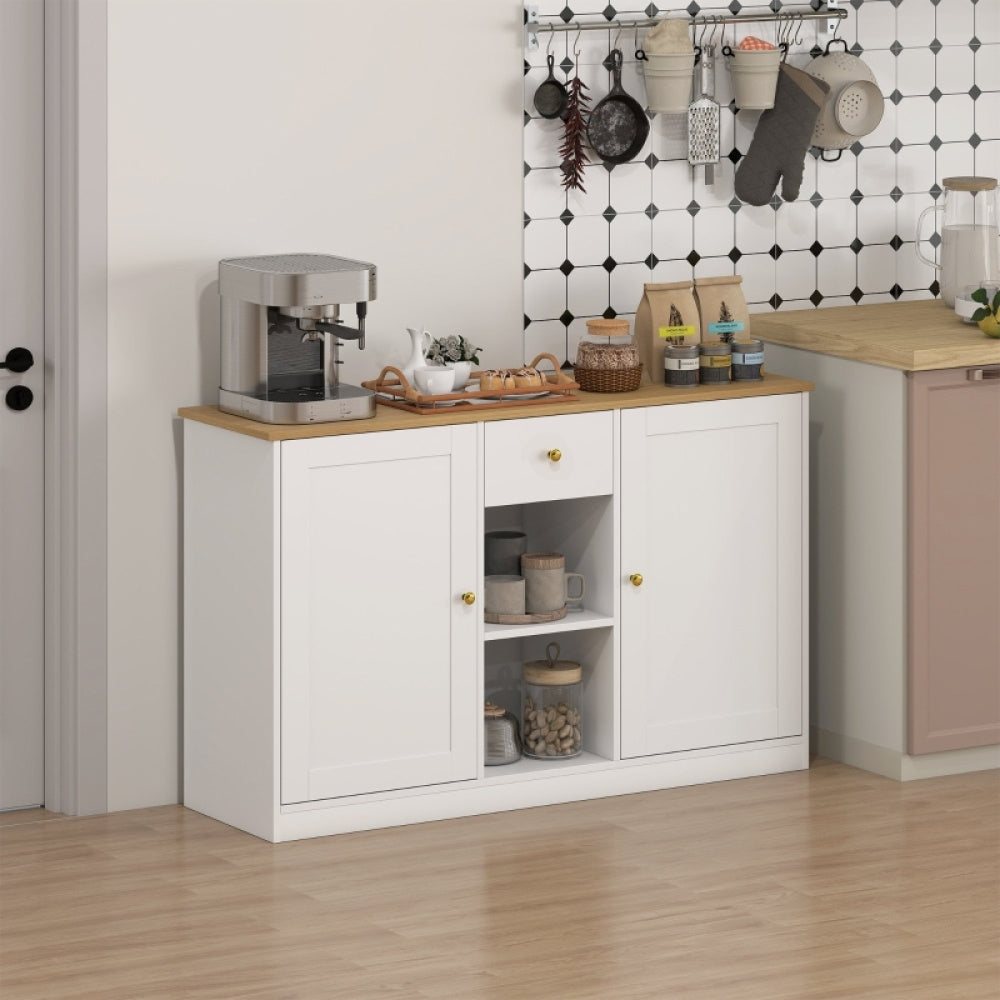 Dressoir – Sideboard – Opbergkast – Buffetkast – Kast – Wit – 120 cm Breed – Melamine Met Lade En Deuren