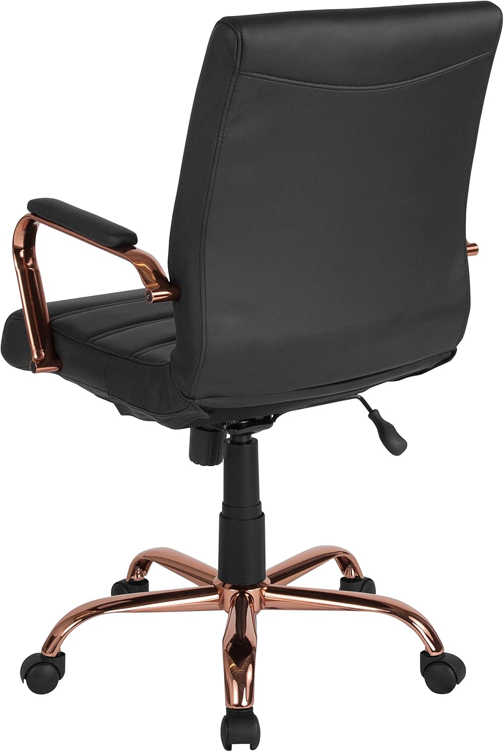 Flash Furniture Executive stoel, draaistoel, zwart leer, roodgoudkleurig frame, 61 x 58,4 x 103,5 cm (B x D x H)