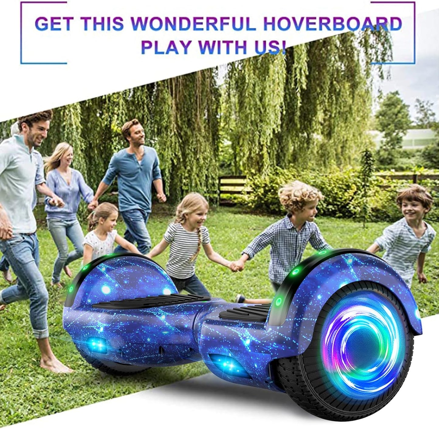 SISIGAD Hoverboard, elektrische step met Bluetooth en 6,5 inch flitswielen en led-koplampen, spatborden, alle terreinen, voor kinderen