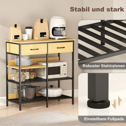 Sideboard – Dressoir – Opbergkast – Buffetkast – Keukenkast – Industrieel Design – Robuust Stalen Frame – 90x40x91 cm – Natuurlijke Houtlook