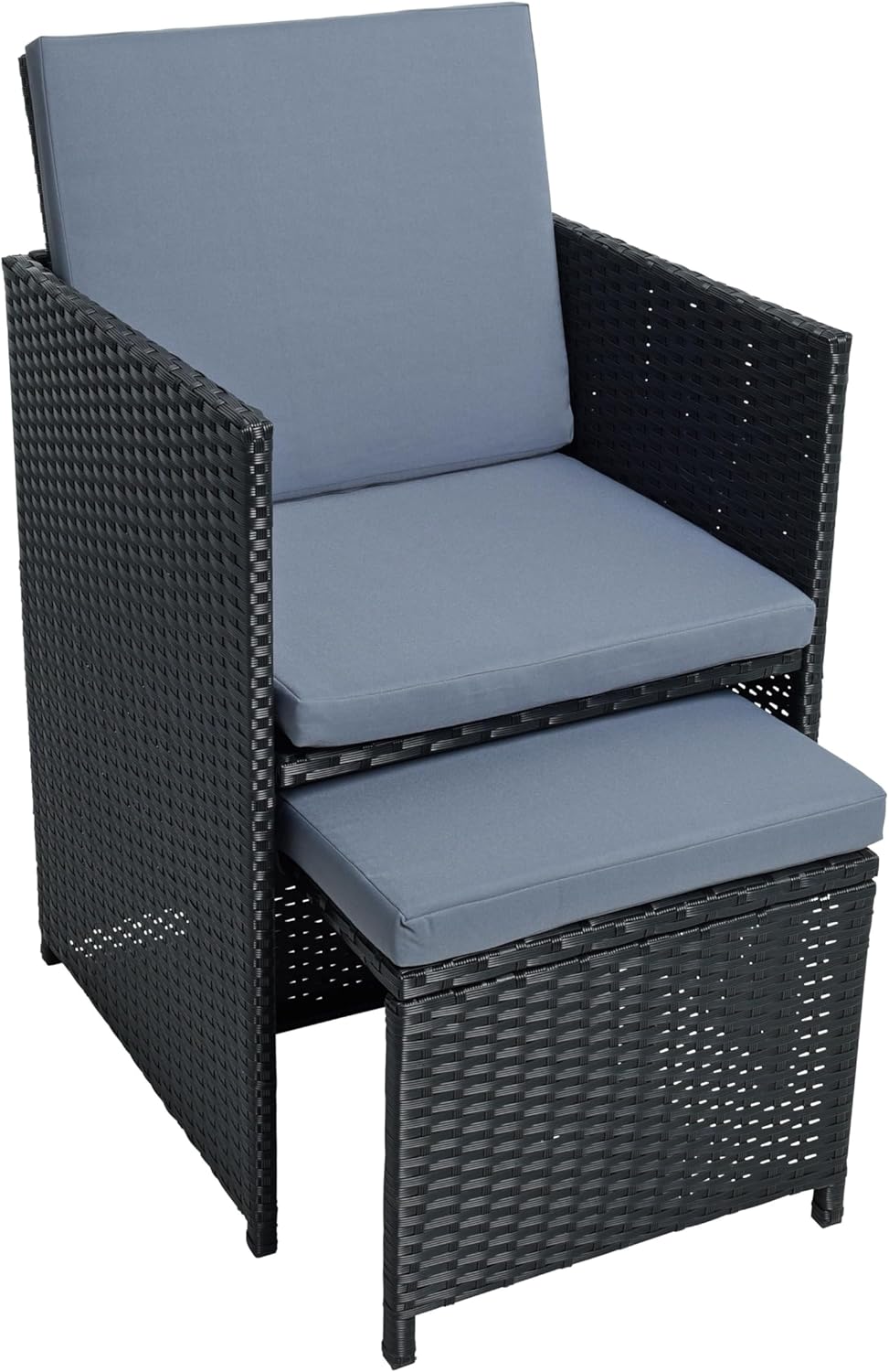 ESTEXO Polyrattan seating set, garden furniture, dining group, garden set, rattan furniture, rattan set, stool, garden chairs, garden table (4 people) - QUORE