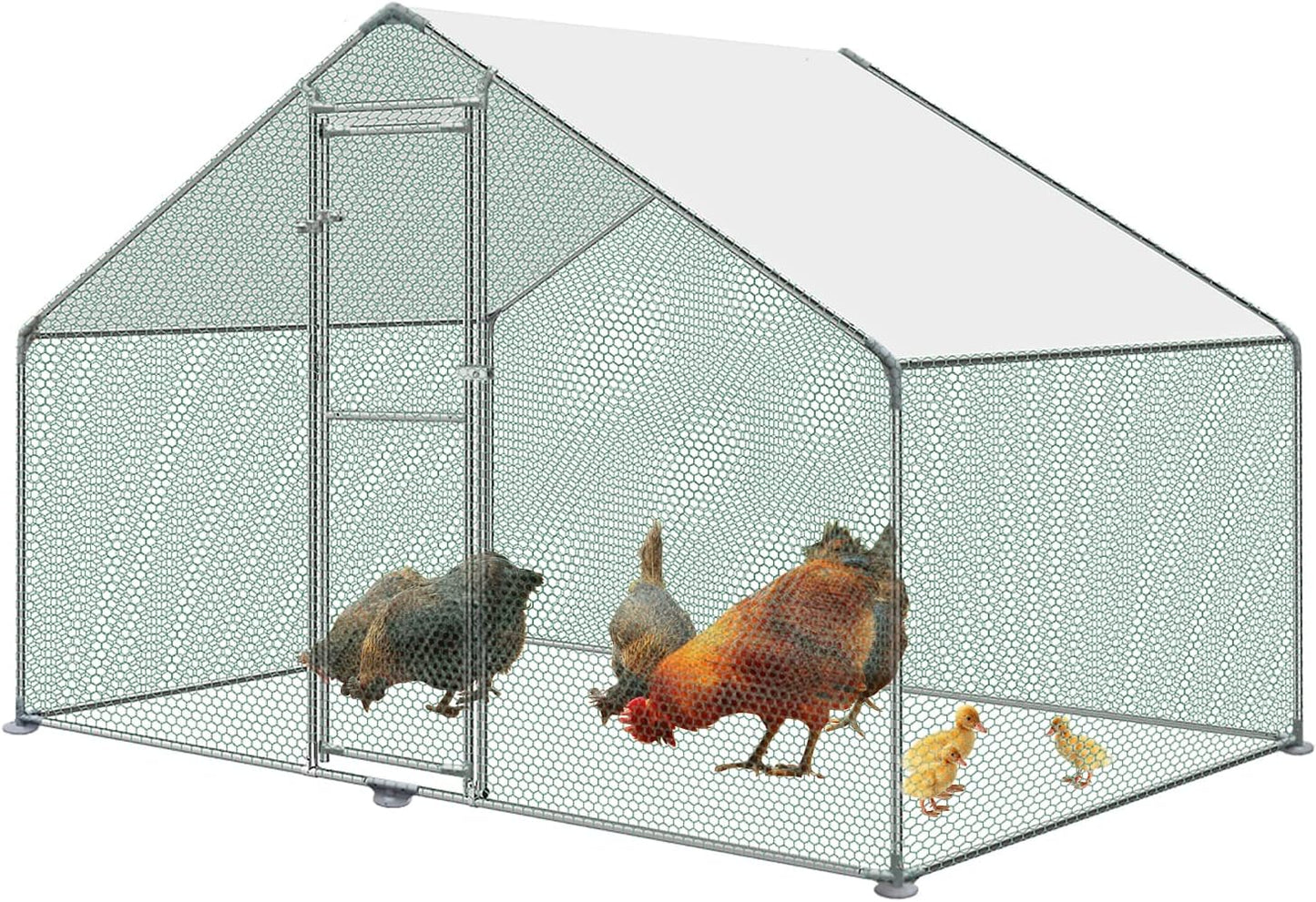 Kippenren – Kipverblijf – Pluimvee Ren – Kippenhok – Kippenren Met Dak – 3 x 2 x 2 Meter – Gegalvaniseerd Stalen Frame – Weerbestendig PE Dak