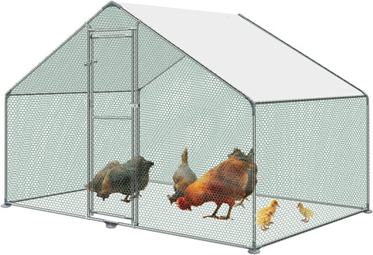 Kippenren – Kipverblijf – Pluimvee Ren – Kippenhok – Kippenren Met Dak – 3 x 2 x 2 Meter – Gegalvaniseerd Stalen Frame – Weerbestendig PE Dak