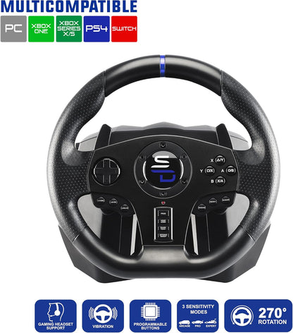 Racewheel – Racestuur – Gaming Stuurwiel – Simracer Stuur – Force Feedback Stuur – Multiplatform Compatibel – Dubbele Vibratiemotor