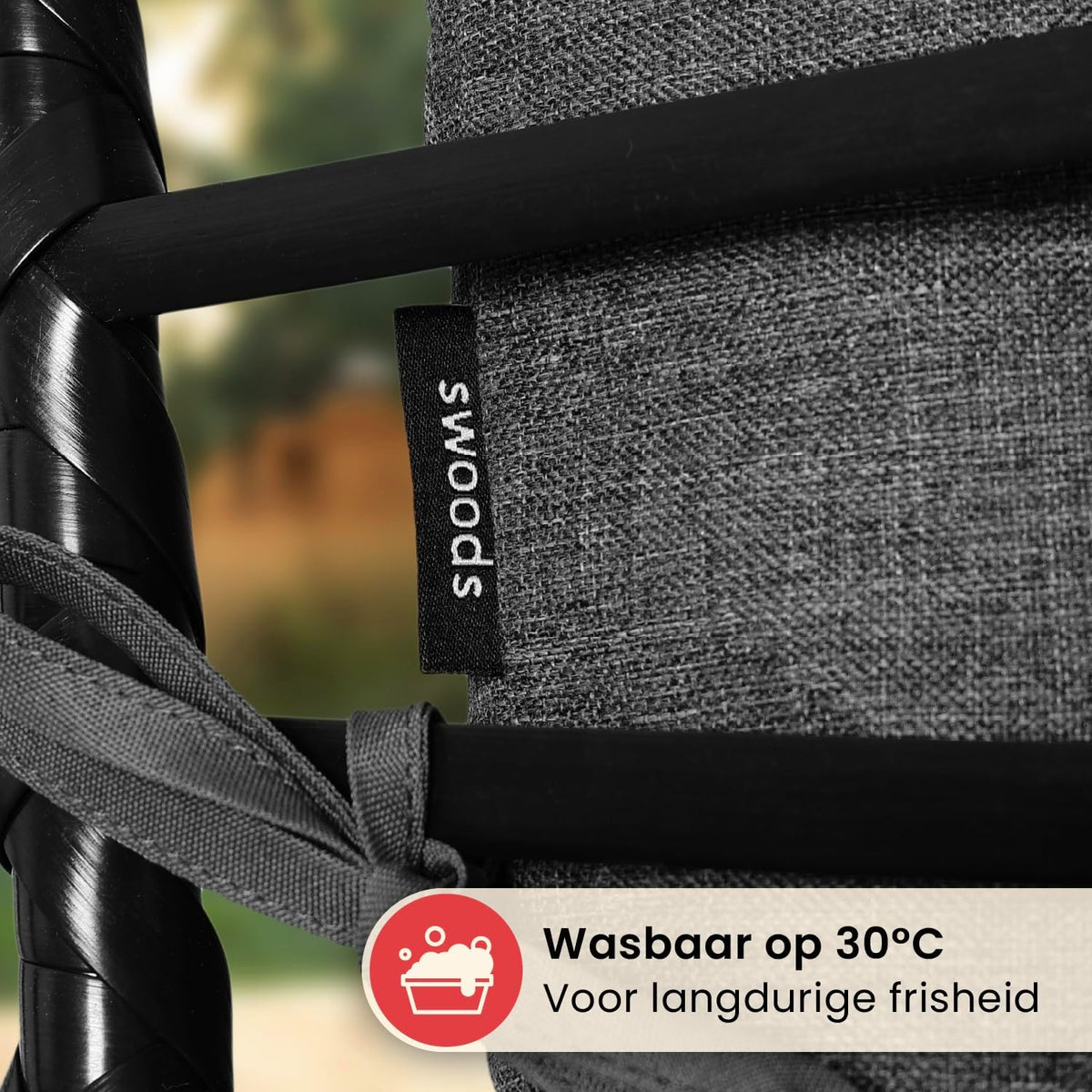 Swoods XXL Egg Hangstoel – Hangstoel met standaard – Voor Binnen en Buiten – Incl. Kussens – Egg Chair – Weerbestendig - Ei Stoel – tot 150kg (Donkergrijs)
