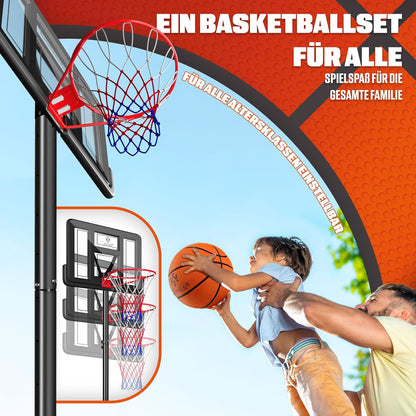 KESSER® Basketball Set Basketball Ring Includes Basketball + Pump and Basketball Stand in Height Adjustable 230cm to 305cm | Outdoor & Indoor Basketball Post - QUORE