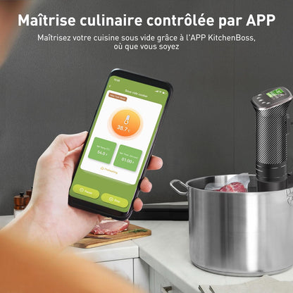 KitchenBoss Warmtedompelaar Vacuüm Koken: Wifi Thermo Diver 1100W APP Controle Vacuüm Cooker Cooker voor Nauwkeurige Temperatuurregeling TFT-display