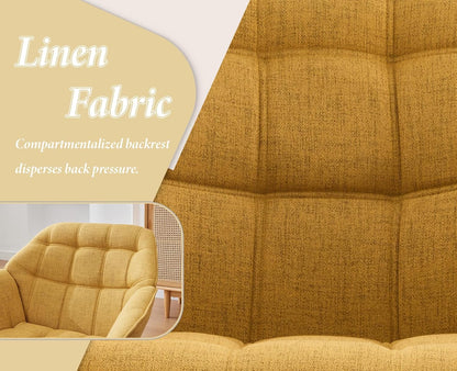 chairus Single Sofa Accent Chair Set of 2 Linen Tub Chairs Upholstered for Living Room Modern Cocktail Armchair with Wooden Legs (Yellow-2)