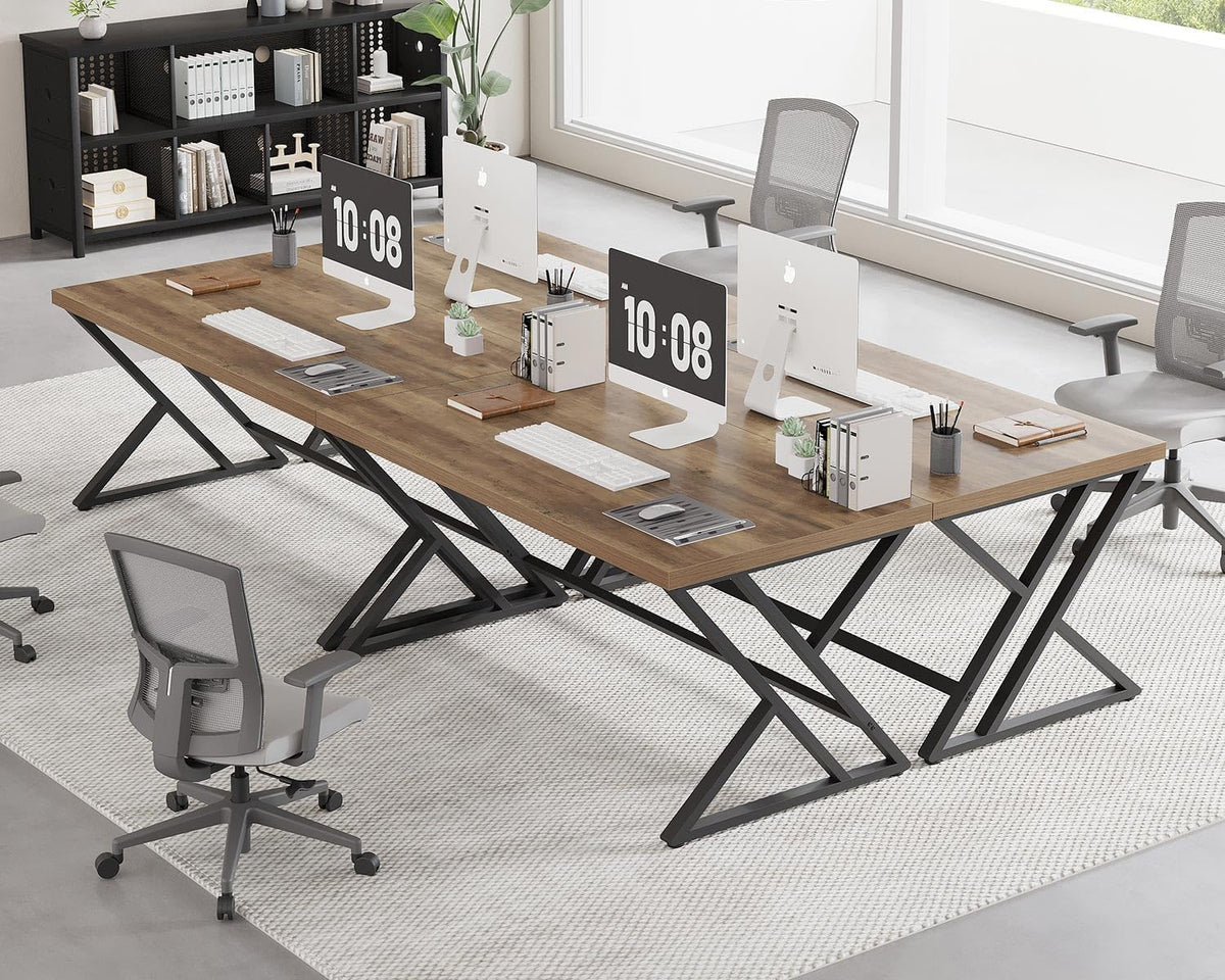 LVB Houten computerbureau, rustiek thuiskantoor executive bureau voor slaapkamer, industriële houten computer schrijven studiewerk gamingtafel, moderne metalen pc student eenvoudig bureau met opslag,