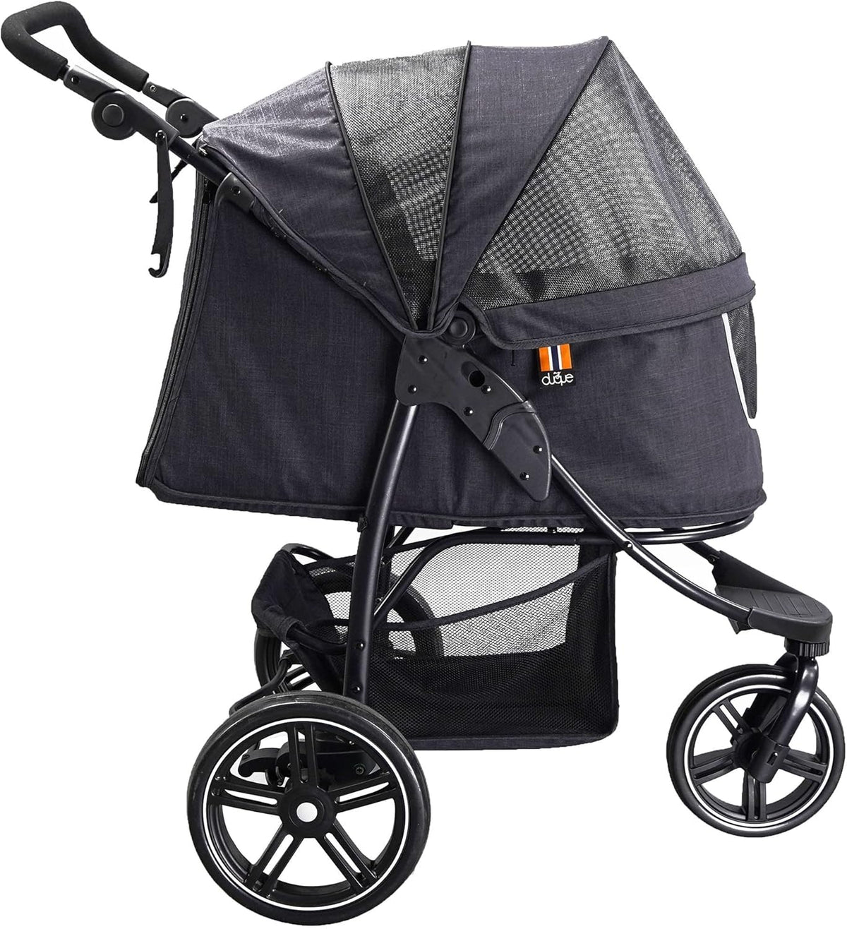 COOPER - Hundewagen & Haustier Buggy bis 32 kg mit Ablagekorb für Einkäufe, einfach faltbar, 3-Fach höhenverstellbar, Soft Touch Griffe, reflektierend und im modernes Design in schwarz
