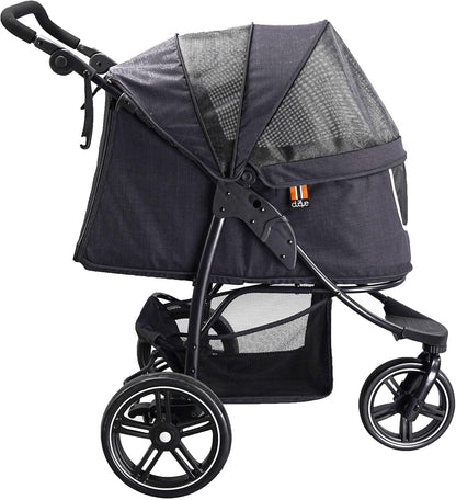 COOPER - Hundewagen & Haustier Buggy bis 32 kg mit Ablagekorb für Einkäufe, einfach faltbar, 3-Fach höhenverstellbar, Soft Touch Griffe, reflektierend und im modernes Design in schwarz