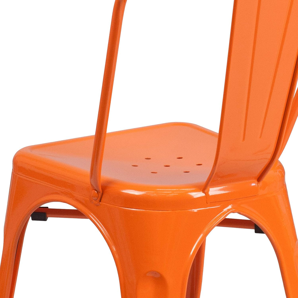 Flash Furniture Stapelbare stoel van metaal, voor binnen en buiten, kunststof, rubber, oranje, 4 stuks