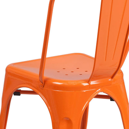 Flash Furniture Stapelbare stoel van metaal, voor binnen en buiten, kunststof, rubber, oranje, 4 stuks