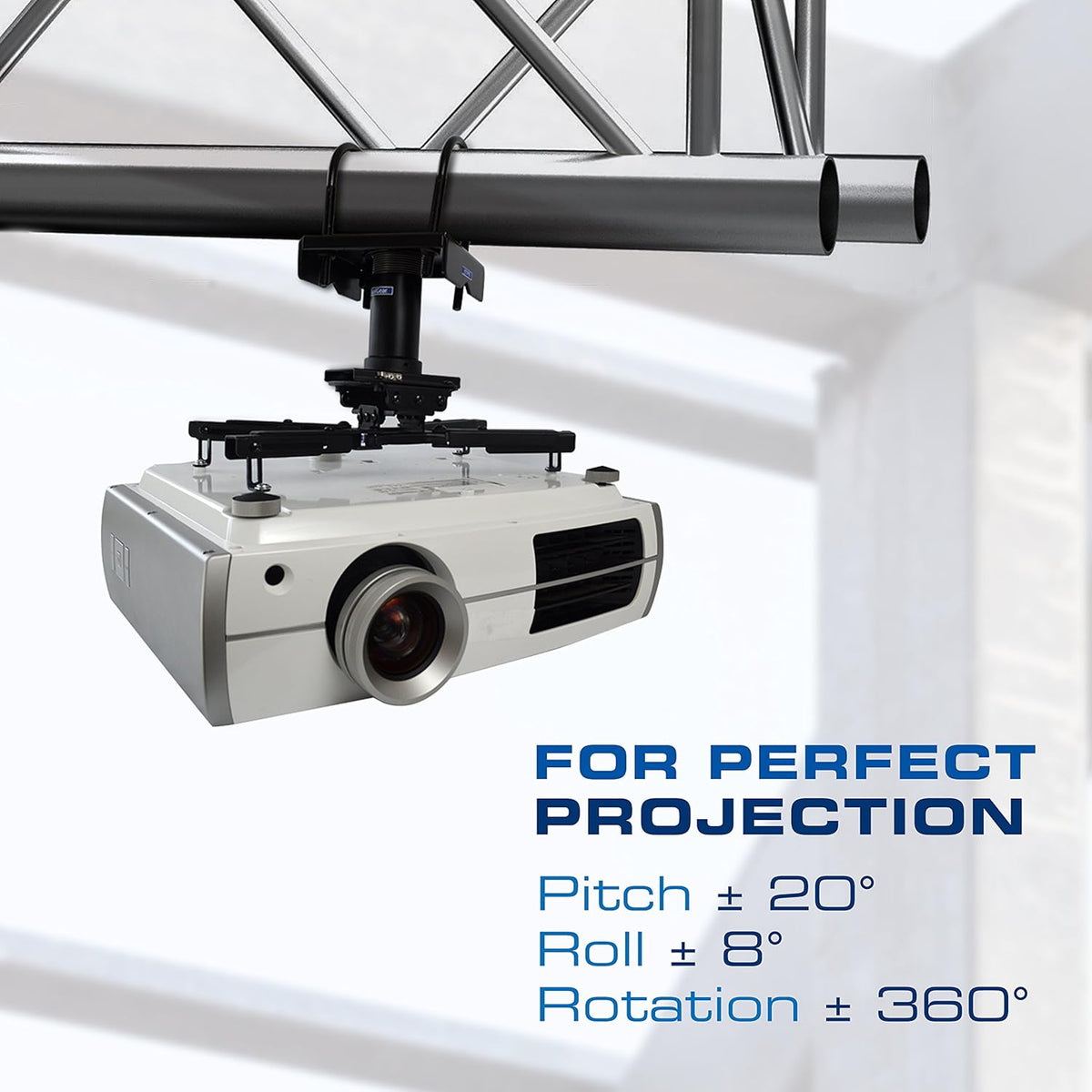 Montageset voor projector – Projectorbeugel – Beamerbeugel – Plafondbeugel – Truss plafondadapter – Zwart – Geschikt voor trussplafonds tot 3 inch breed en 3,5 inch hoog – Inclusief 3 inch buis en 1,5 inch NPT compatibel