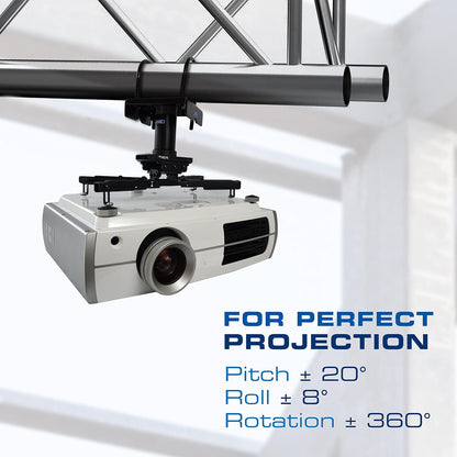 Montageset voor projector – Projectorbeugel – Beamerbeugel – Plafondbeugel – Truss plafondadapter – Zwart – Geschikt voor trussplafonds tot 3 inch breed en 3,5 inch hoog – Inclusief 3 inch buis en 1,5 inch NPT compatibel