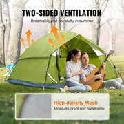 Vevor - Kampeertent, 6 Persoons - waterdicht - Buitenwandelen Backpacken - 190T Dacron - 150D Oxford - 7x7x4ft - Groente - QUORE