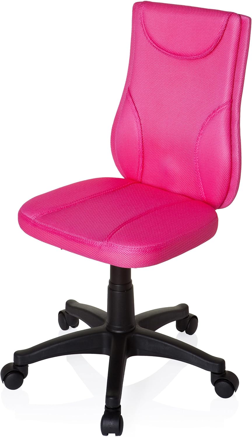 hjh OFFICE 670410 kinderbureaustoel KIDDY BASE netstof roze draaistoel ergonomisch in hoogte verstelbaar