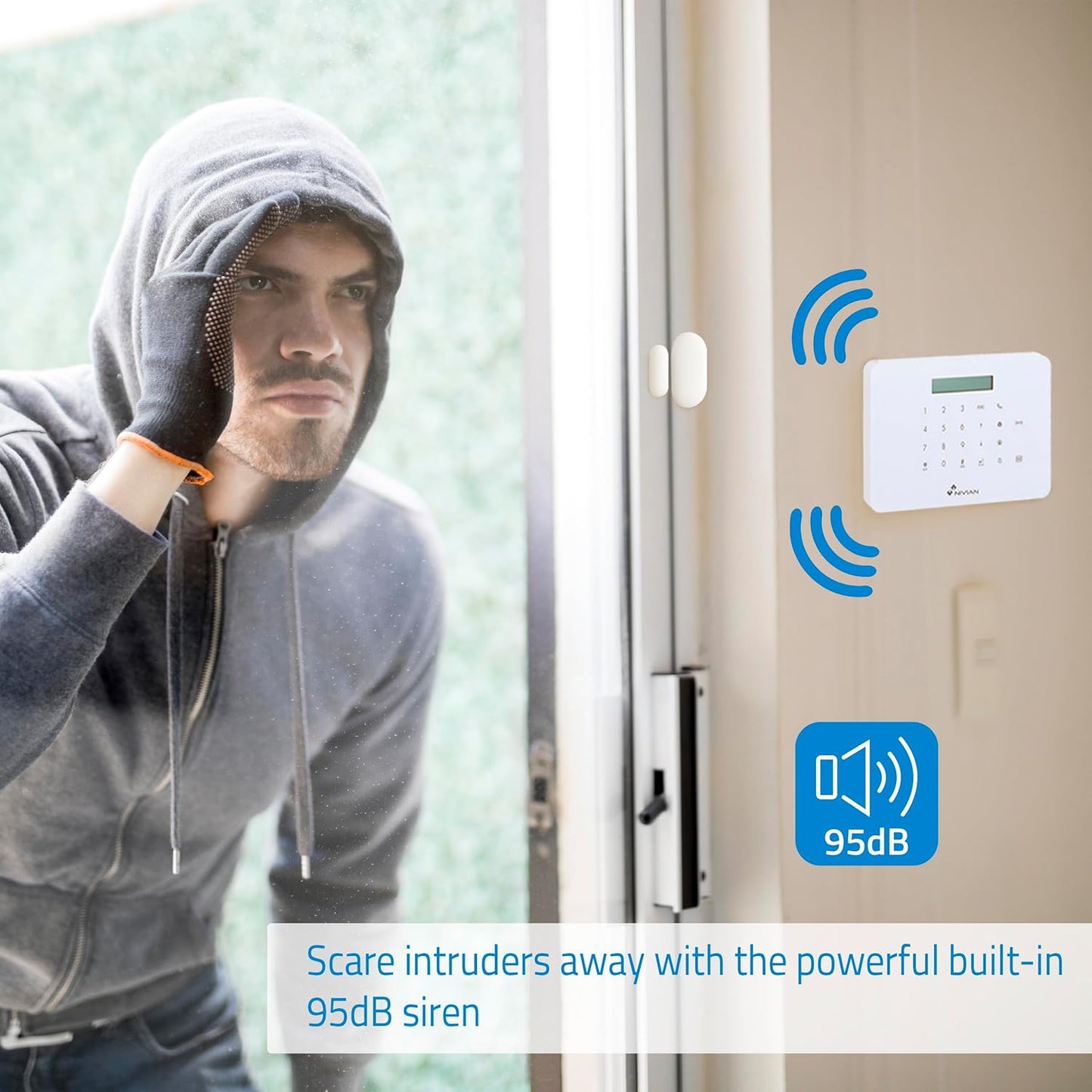 Nivian - Alarminstallatie voor thuis en bedrijf zonder maandelijkse kosten | WiFi / GSM alarmsysteem | afstandsbediening via app Tuya | eenvoudige installatie zonder kabel | tot 60 melders