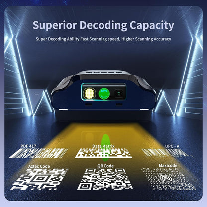 NETUM E950 Bluetooth 2D-barcodescanner, 3-in-1 Kleine Draagbare QR-barcodelezer Automatische Draadloze Pistoolscan Terug Clip Werken met Tablet iOS Android Windows MacOS voor Magazijninventaris POS