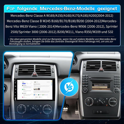 64G + 4G 8Core (2CA75+ 6CA55) Android 14 autoradio 9 inch met display voor Mercedes Benz B200 Sprinter Vito W639 Viano W169 W245, autoradio Dual DIN met Canbus MirrorLink Navigation SWC ect