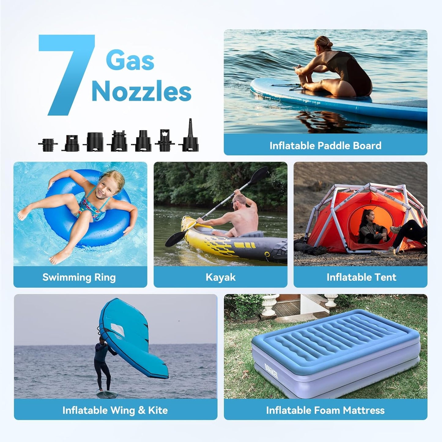 Hydrohero Elektrische Paddleboard Pomp, Oplaadbare 20PSI Hoge Druk SUP Pomp, Intelligente Dubbele Fase Inflatie & Deflatie, Auto-afslag voor Stand Up Paddleboards, Surf Kite, Tent, Boot