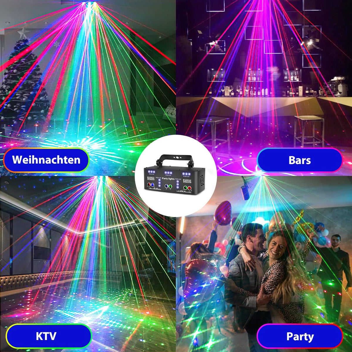 Disco Light Party Light, DMX Effects Light LED RGB DJ Projector Music Controlled Disco Lights For KTV Family Meeting Wedding Birthday Halloween - QUORE