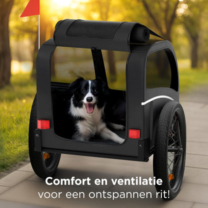 Hondenfietskar 40Kg – Hondenfietskar Opvouwbaar – Fietskar Hond – Hondenkar Voor Fiets – Hondenwagen – Geschikt Voor Alle Fietsen – Incl. Reflectoren & Vlag