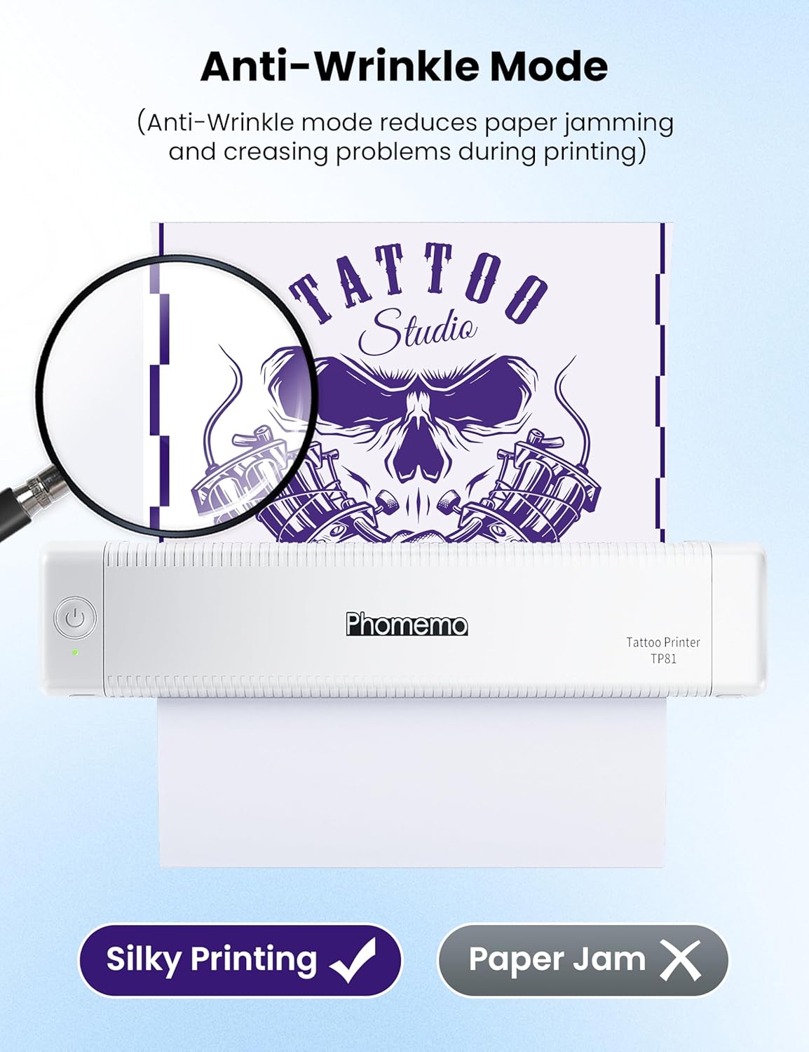 Phomemo TP81 Tattoo Printer, Stencil Printer with 10 Pcs Tattoo Stencils Paper, Thermal Tattoo Machine for Beginners or Artist Home Use or Studio, Pink - QUORE