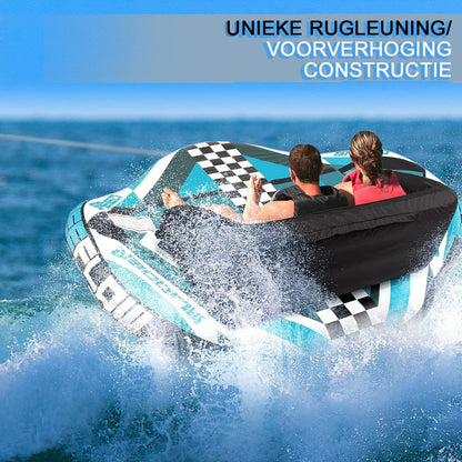 SereneLife Heavy Inflatable Tow Tube - Water Tube Boat Float Dragraft, Water Sports Inflatable Pull Boats/Tubes/Tow Tubes with Foam Seats, PVC Bladder, Handles - QUORE