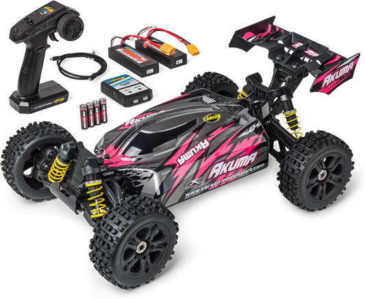 Carson 500409083 1:8 Akuma Buggy 4WD 100% RTR roze - op afstand bestuurbare auto, off-road, hoge kwaliteit, RC voertuig, RC auto 70 km/h, op afstand bestuurbare buggy