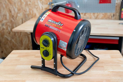 Ventilatorkachel 3000 W Voor Max. 40 M² – Werkplaatskachel – Werkplaatsverwarming – Heteluchtkachel – Bouwkachel – 2 Warmtestanden – Draaibaar Van 0 Tot 60°
