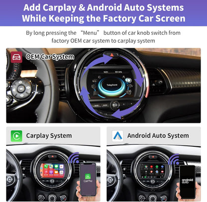 CarPlay Retrofit Kit – Draadloze CarPlay Adapter – Android Auto Interface – Multimedia Upgrade – Auto Smartphone Integratie – Eenvoudige Installatie Zonder Schermvervanging – Originele Bediening Met Knoppen