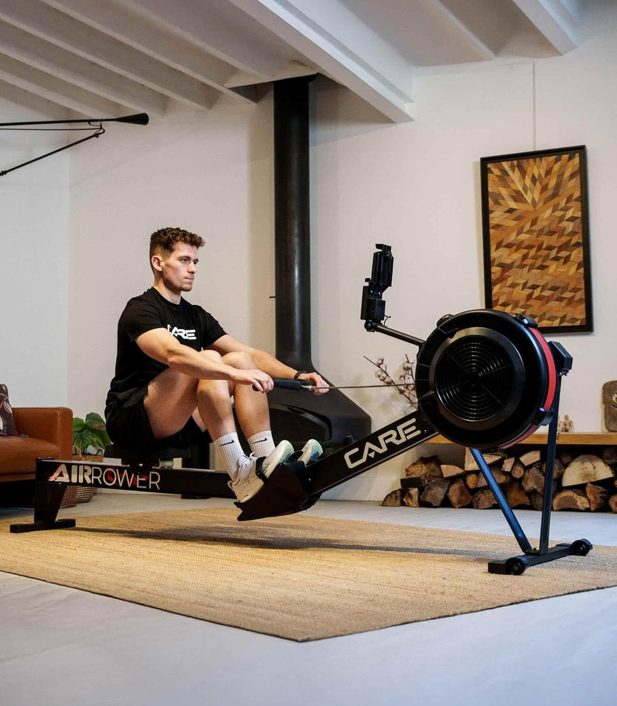 Care Fitness - Rowing Machine - Air Rower - Central Chain Puller - Air Brake System - 10 Adjustable Resistance Levels - Advanced Features - QUORE