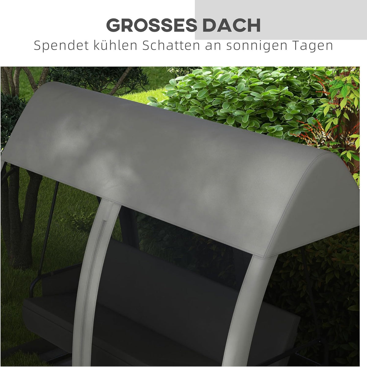 Outsuuny 2 in 1 Hollywoodschaukel mit Liegefunktion 3-Sitzer Gartenschaukel mit Baldachin, Mückennetz, Schaukelbank belast bis 300 kg, Gartenliege für Garten, Terrasse, 240 x 140 x 197 cm, Grau - QUORE