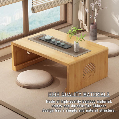 Bamboe Chinese Thee Vloertafel Japanse Opvouwbare Salontafel Altaartafel for Meditatie Lage Draagbare Opvouwbare Tatami Tafel for Woonkamer, Eetkamer, Woondecoratie (Walnoot, M)