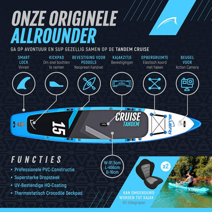 Bluefin Cruise SUP opblaasbaar stand-up paddleboard | Premium paddleboard-accessoires | Meerdere maten: Kinderen, 9'8, 10'4, 10'8, 12', 15'