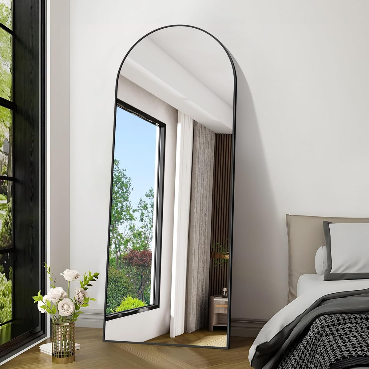 Staande Spiegel – Passpiegel – Wandspiegel – Volledige Lichaamsspiegel – Vloerspiegel – XXL Formaat – Veiligheidsglas Met Matzwart Aluminium Frame