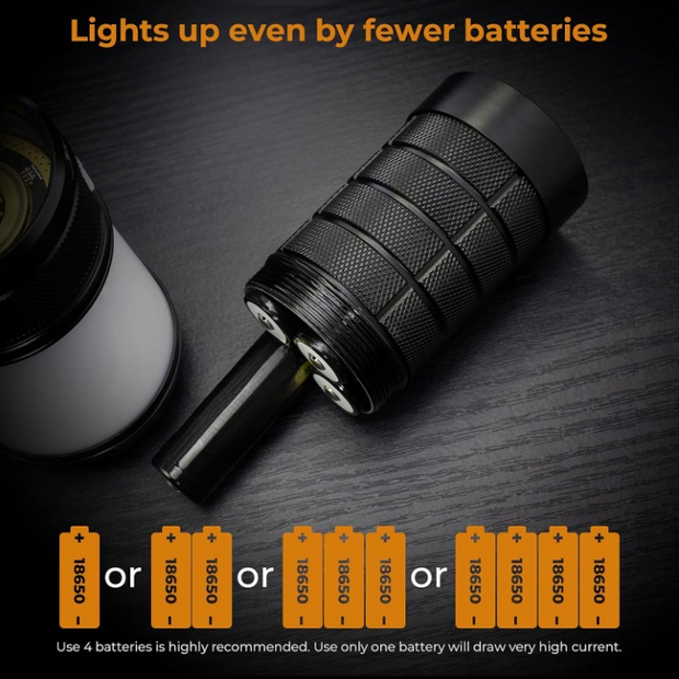 Campinglamp - Kampeerlamp - LED-lantaarn - Dimbare - Draagbare - met 4 Li-Ion Batterij - Oplaadbare Zaklamp - voor Buiten - Camping - Noodsituatie - 2700K-5000K - 800Lm - 3.7V - 44.4W/u - Zwart