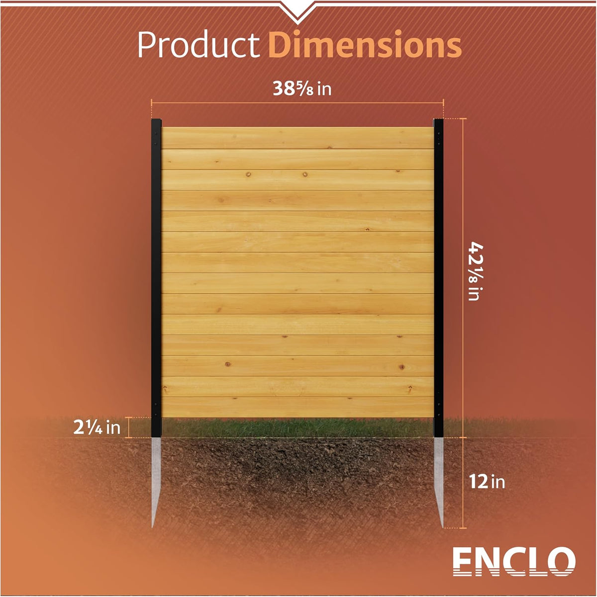 Enclo Privacy Screens EC18008 Richmond Houten Outdoor Privacy Hek Screen No-Dig Kit 38" B x 42" H, Ceder (2 panelen)