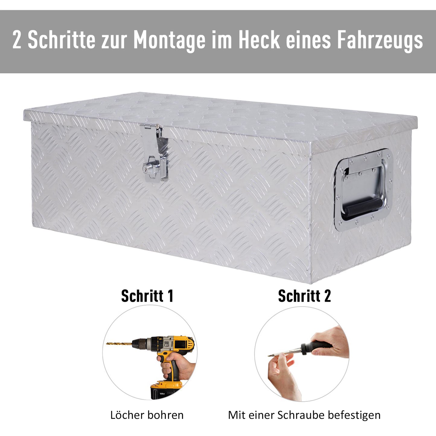 Aluminium Gereedschapskist – Opbergkist – Transportkist – Toolbox – Werkplaatskist – Ingebouwd Slot – 76 x 33 x 25 cm
