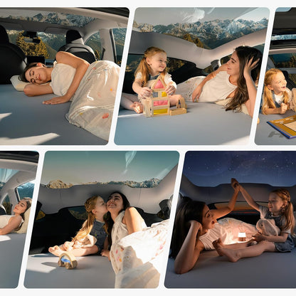 Car Matras – Achterbankmatras, Automatras, Autoluchtbed, Slaapmatras Auto – Wigvormige Schuimbasis Voor Vlakker Ligvlak – Ingebouwd Compressiesysteem, 75% Kleiner Op Te Bergen