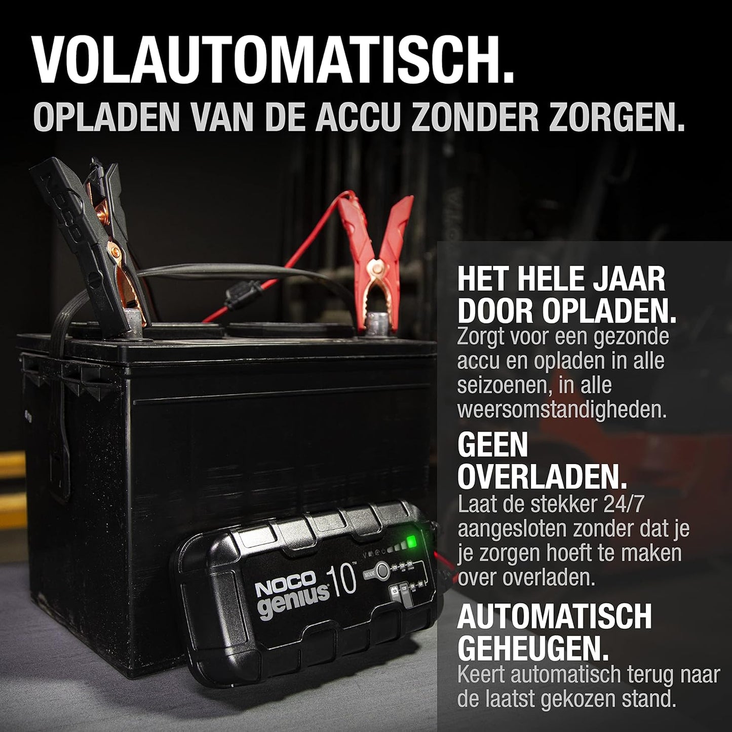 NOCO GENIUS10EU, 10A Automatische Oplader, 6V en 12V Batterijlader, AGM, SLA, Gel en Lithium Auto-Acculader, Onderhoudslader, Druppellader en Desulfator - Auto, Motorfiets, Boot, SUV, ATV, RV, Camper