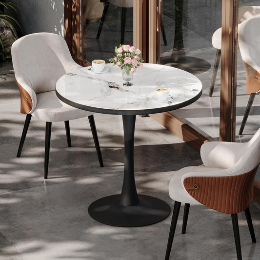 FATIVO Eetkamertafel rond met zwarte ijzeren poten 78 x 76 x 76 cm